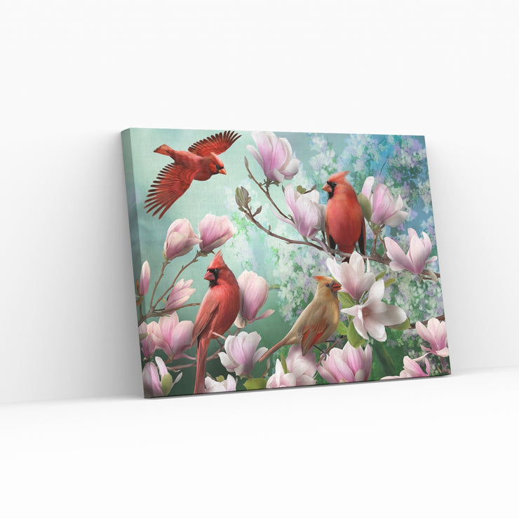 Paint By Numbers made in Denmark - CARDINALS IN MAGNOLIA