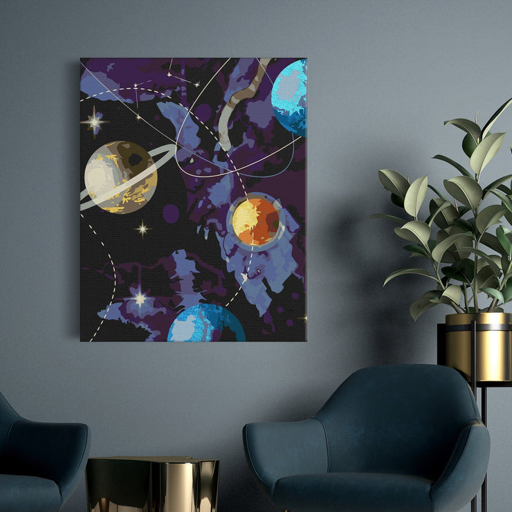 GALAXY - BLACK canvas paint by numbers - double paint and fast delivery