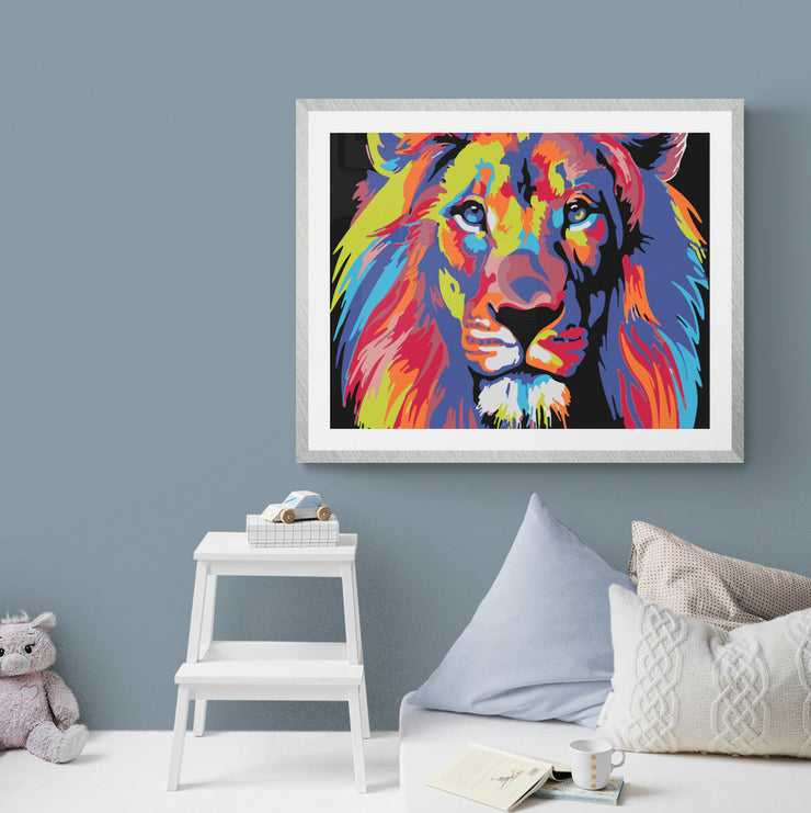 LARGE PAINT BY NUMBER with colorful lion